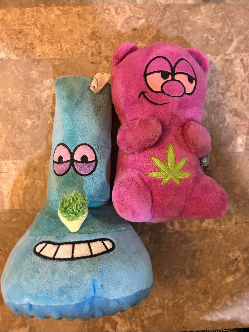 Purple Plush Bear with Green Leaf Accent - Kids Stuffed Toy